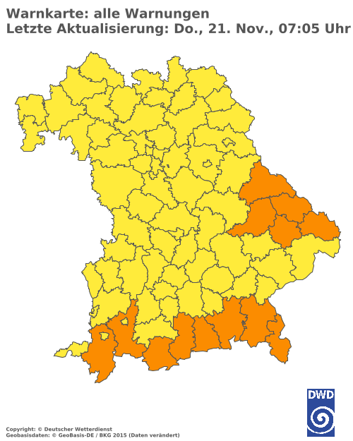 Aktuelle Wetterwarnungen für  Regen